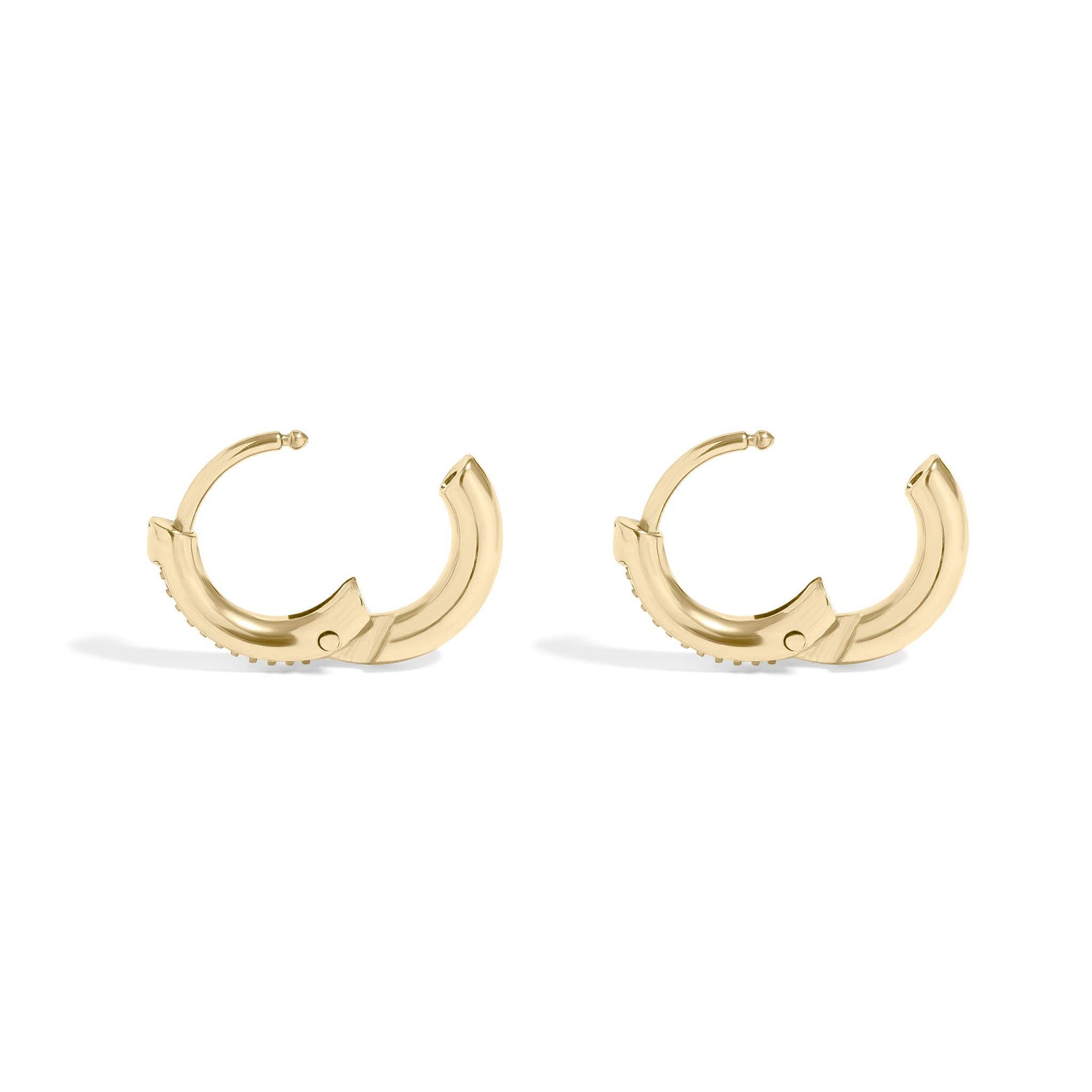 Mini CZ Huggie Hoop Earrings — 18k Gold-Plated Stainless Steel — view 3