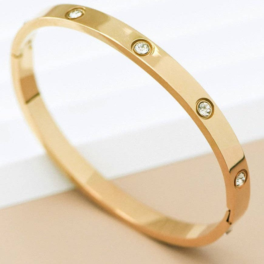 Crystal Set Bangle — 18k Gold-Plated — view 2