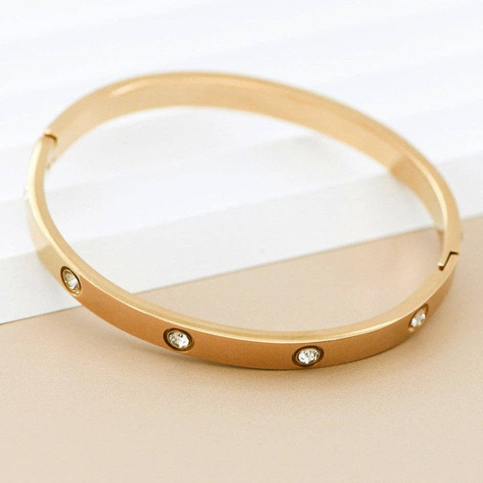 Crystal Set Bangle — 18k Gold-Plated — view 3