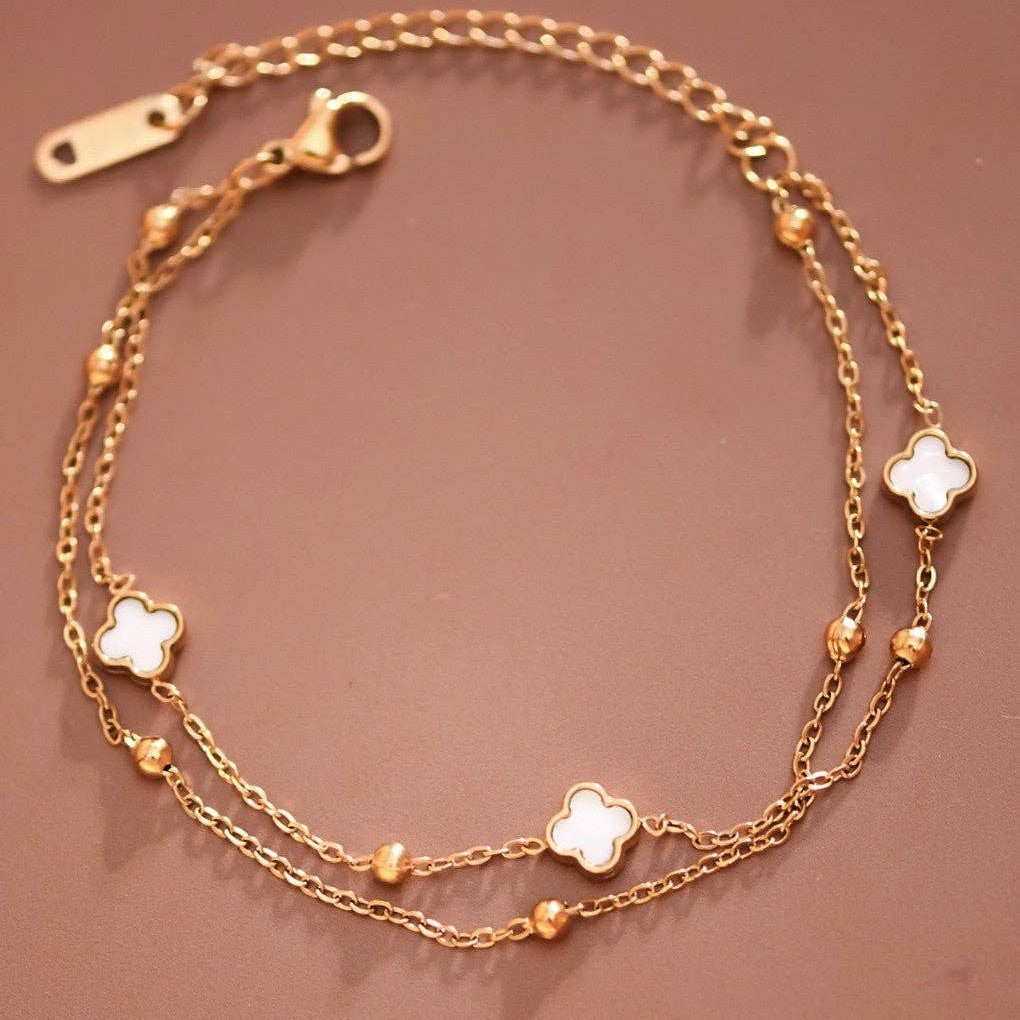 Clover Charm Bracelet — 18k Gold-Plated Stainless Steel — view 2