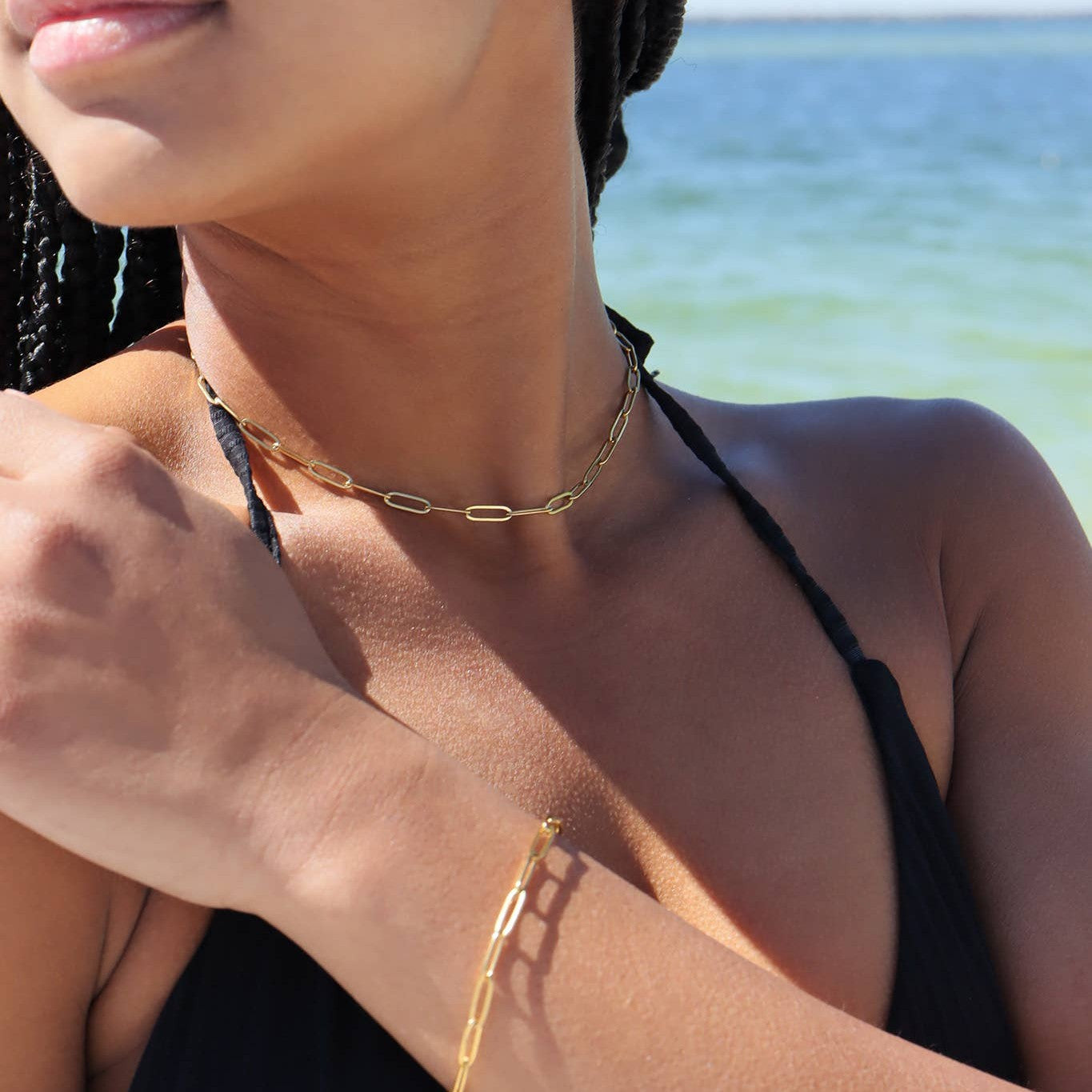 Paperclip Chain Necklace — 18k Gold-Plated Stainless Steel — view 3