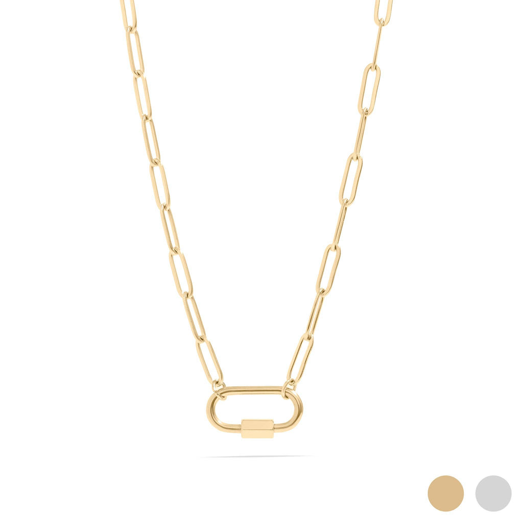 Paperclip Carabiner Necklace — Chunky 18k Gold-Plated