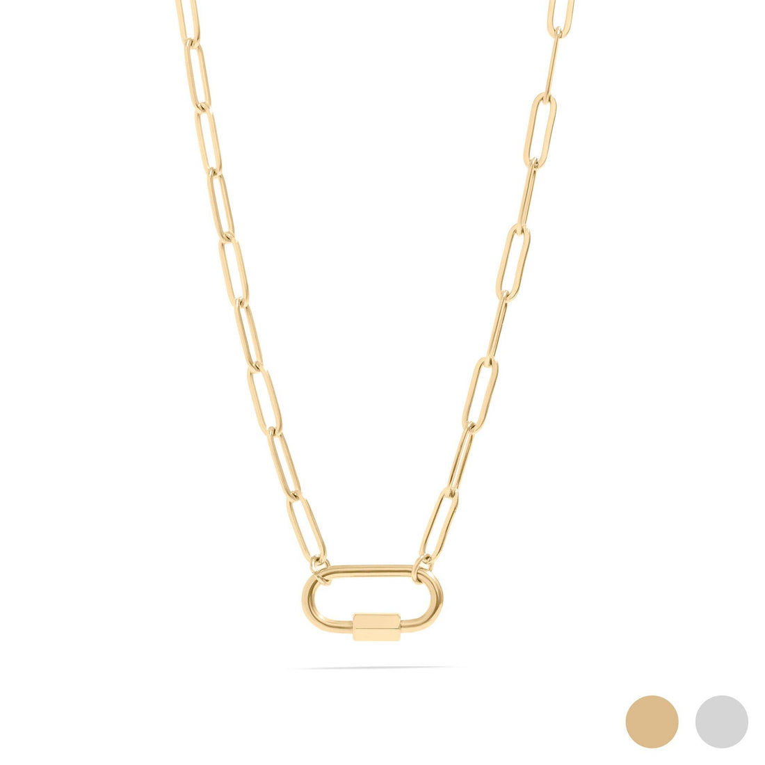 Paperclip Carabiner Necklace — Chunky 18k Gold-Plated
