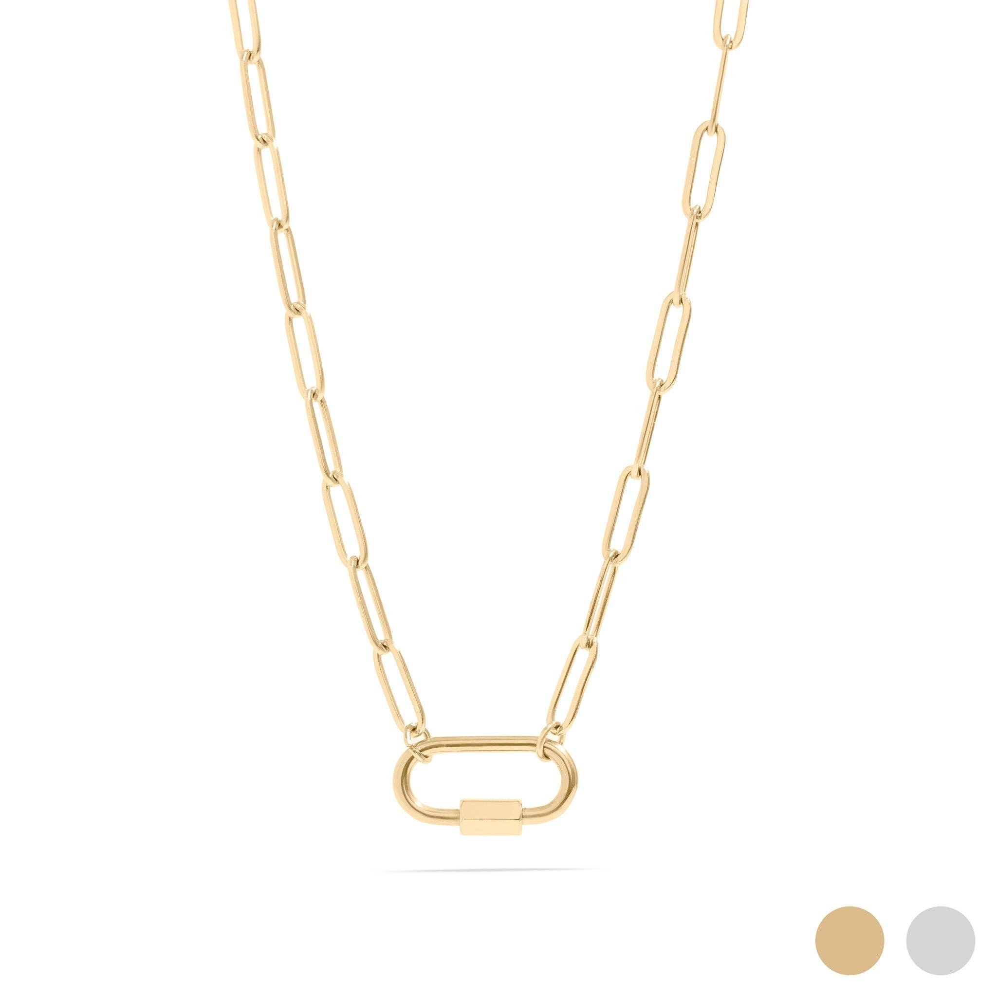 Paperclip Carabiner Necklace — Chunky 18k Gold-Plated