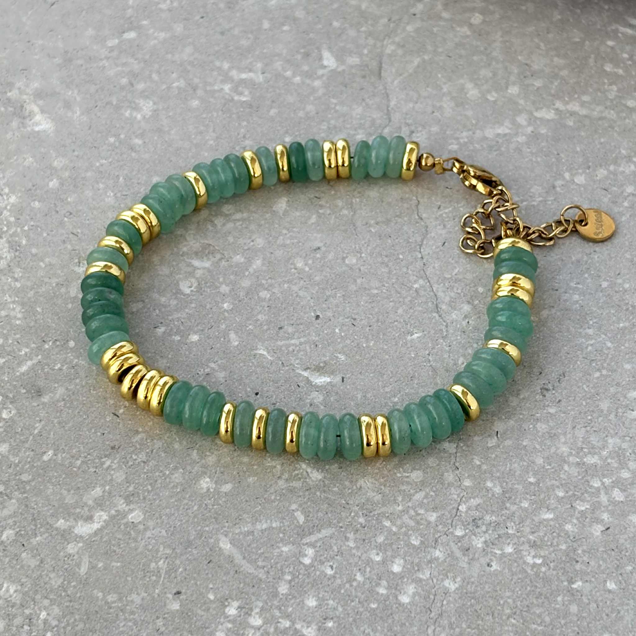 Stone & Gold Beaded Bracelet — Tarnish Resistant — view 2