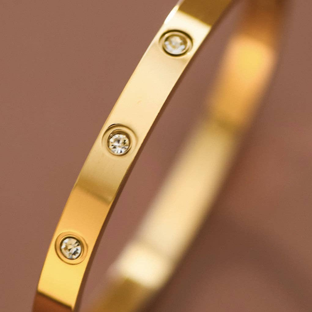 Crystal Set Bangle — 18k Gold-Plated — view 4