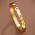 Crystal Set Bangle — 18k Gold-Plated