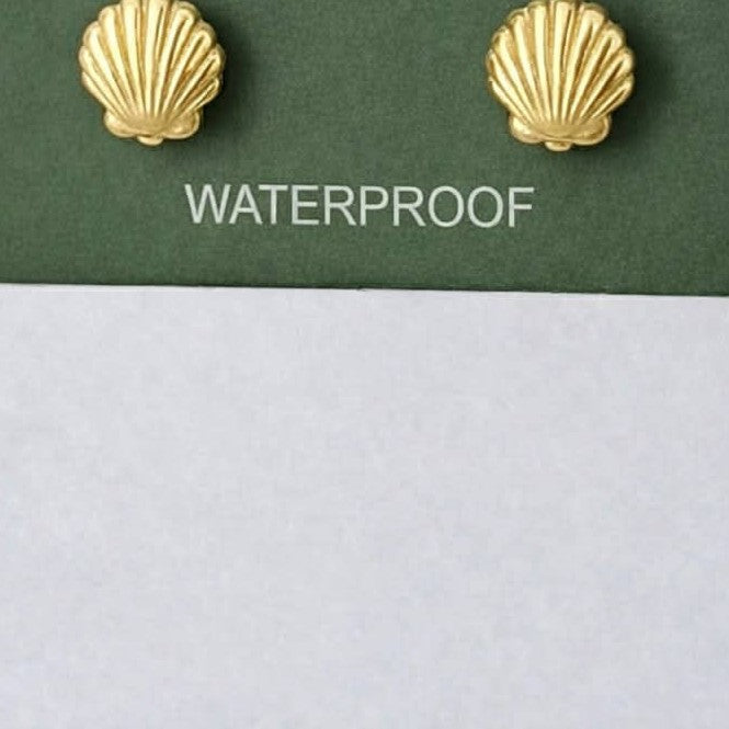 Shell Stud Earrings — Tarnish Resistant Gold — view 1