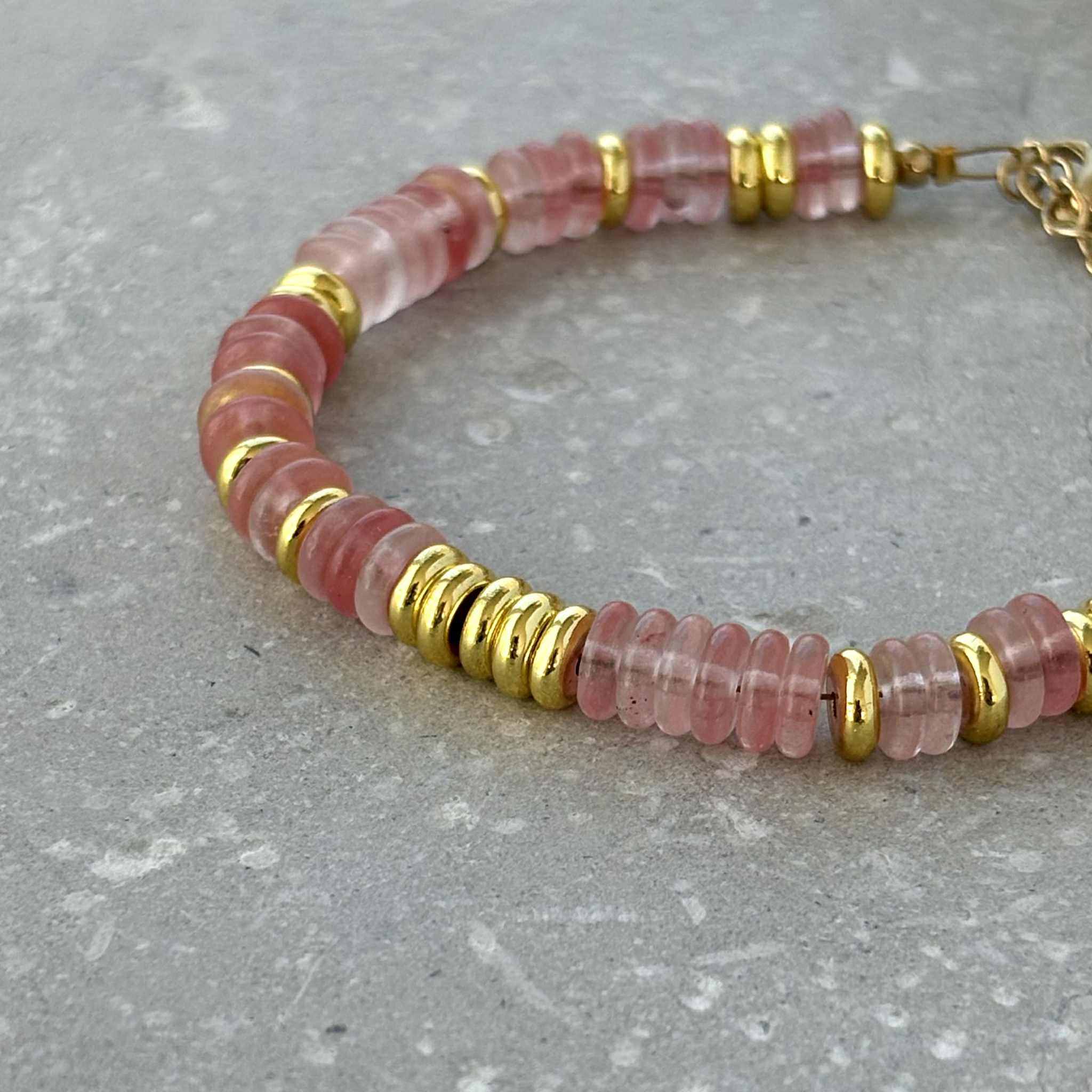 Stone & Gold Beaded Bracelet — Tarnish Resistant — view 3