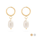Freshwater Pearl Huggie Hoop Earrings — 18k Gold-Plated