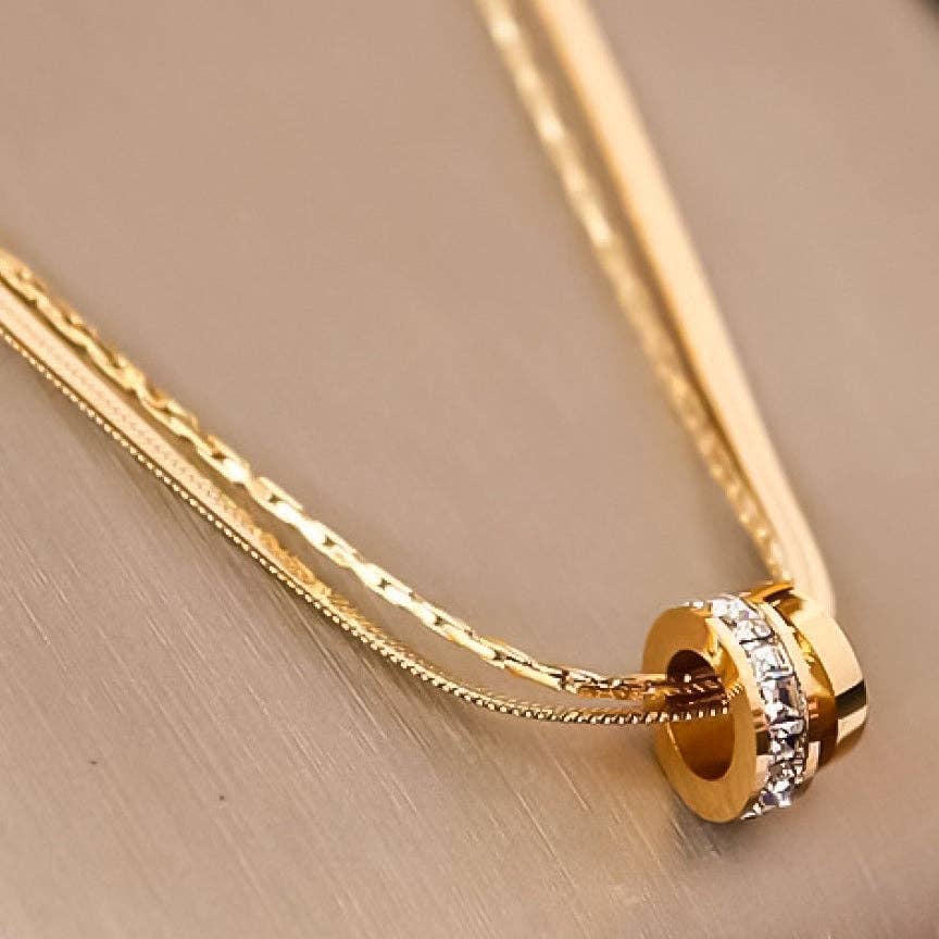 Snake Chain Necklace with CZ Detail — 18k Gold-Plated