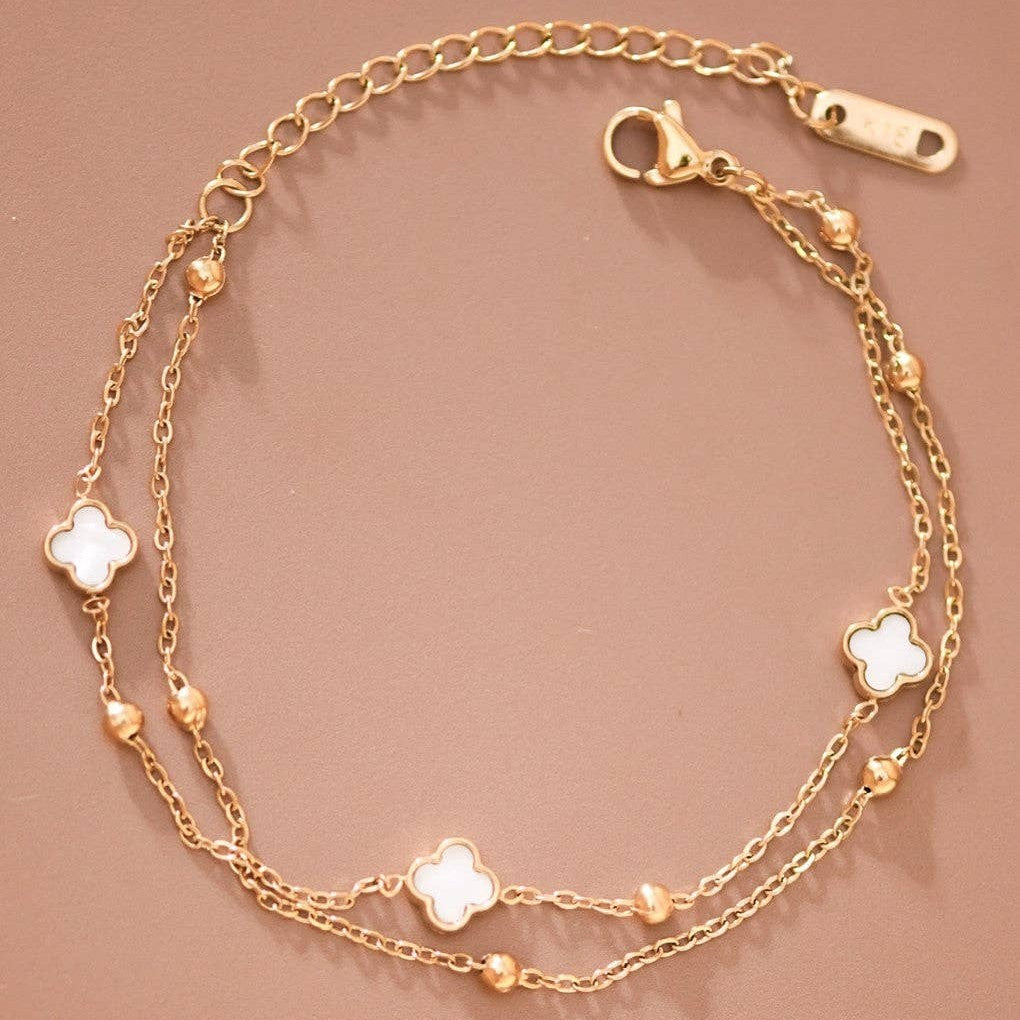 Clover Charm Bracelet — 18k Gold-Plated Stainless Steel — view 4