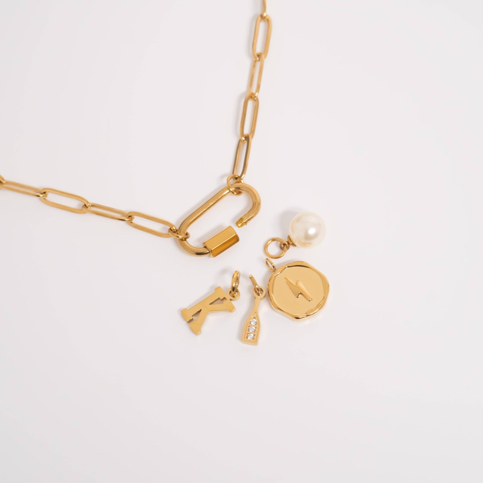 Paperclip Carabiner Necklace — Chunky 18k Gold-Plated — view 2