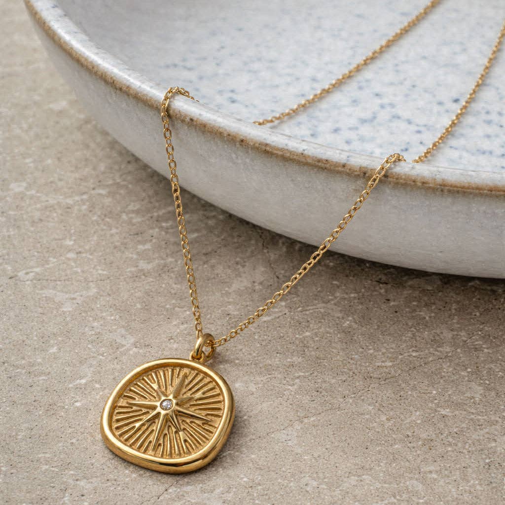 Wax Seal Starburst Necklace — Tarnish Resistant Gold