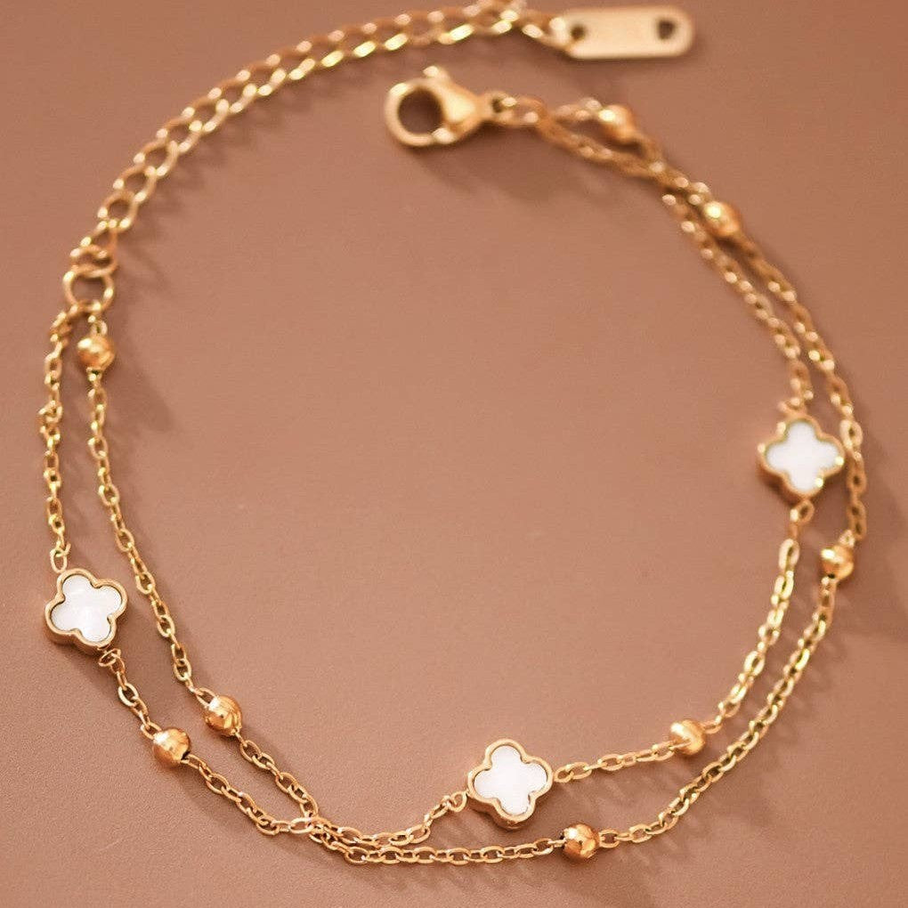 Clover Charm Bracelet — 18k Gold-Plated Stainless Steel — view 3