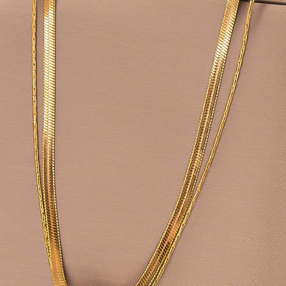 Snake Chain Necklace with CZ Detail — 18k Gold-Plated — view 4
