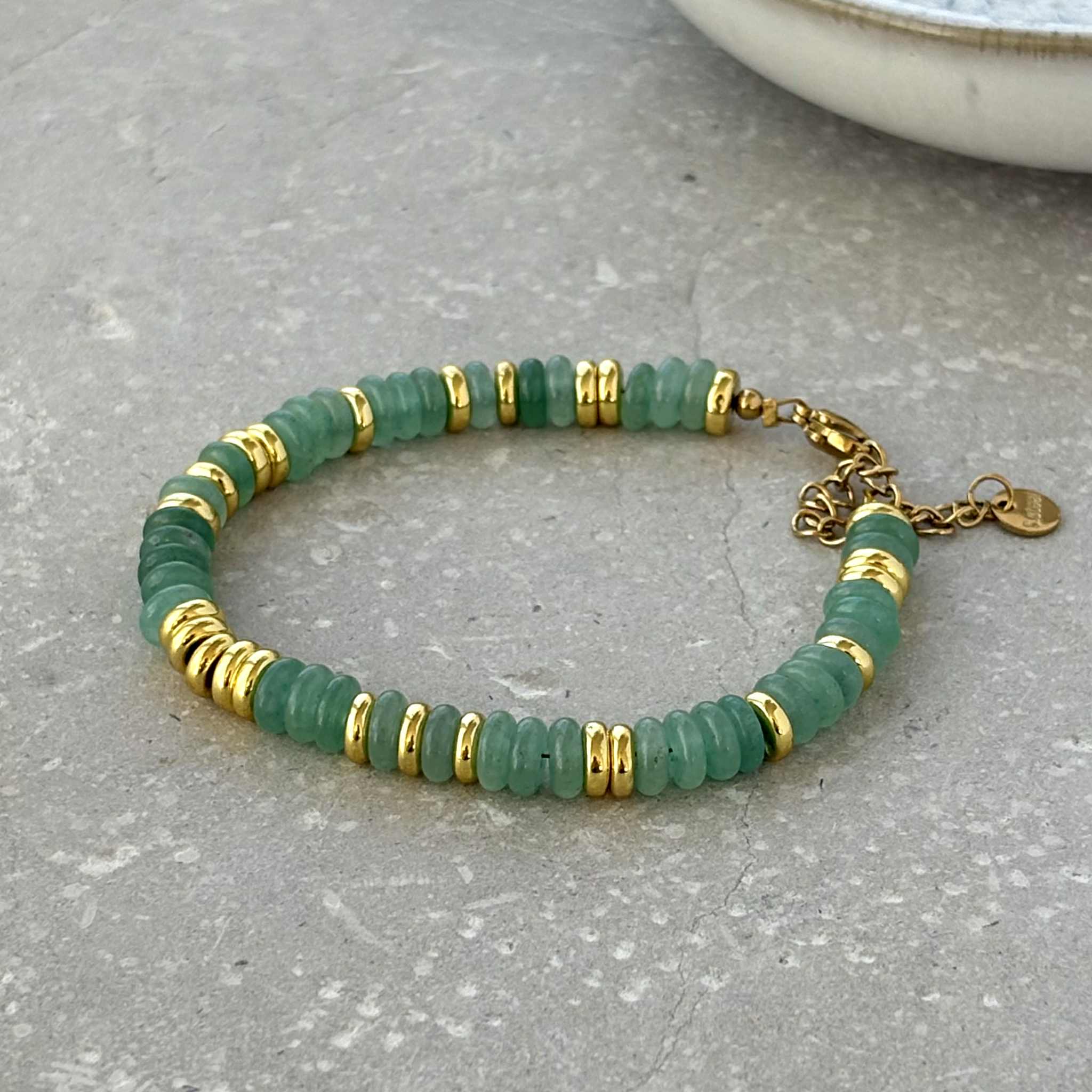 Stone & Gold Beaded Bracelet — Tarnish Resistant