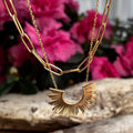 Sunburst Pendant Double Chain Necklace — 18ct Gold-Plated — view 1