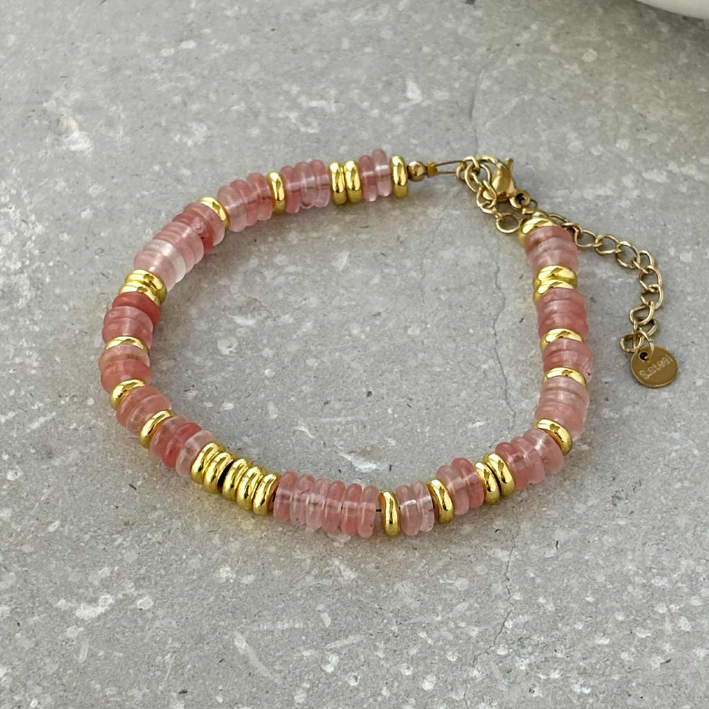 Stone & Gold Beaded Bracelet — Tarnish Resistant — view 4