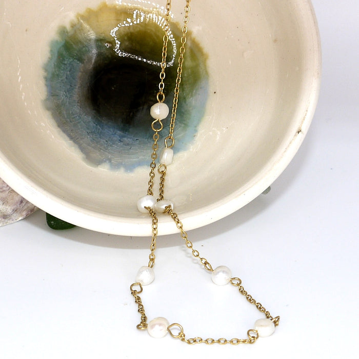 Freshwater Pearl Chain Necklace – flat lay
