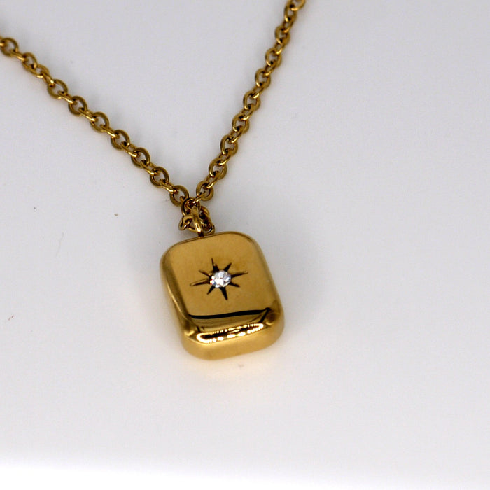 Gold Block Necklace – flat lay