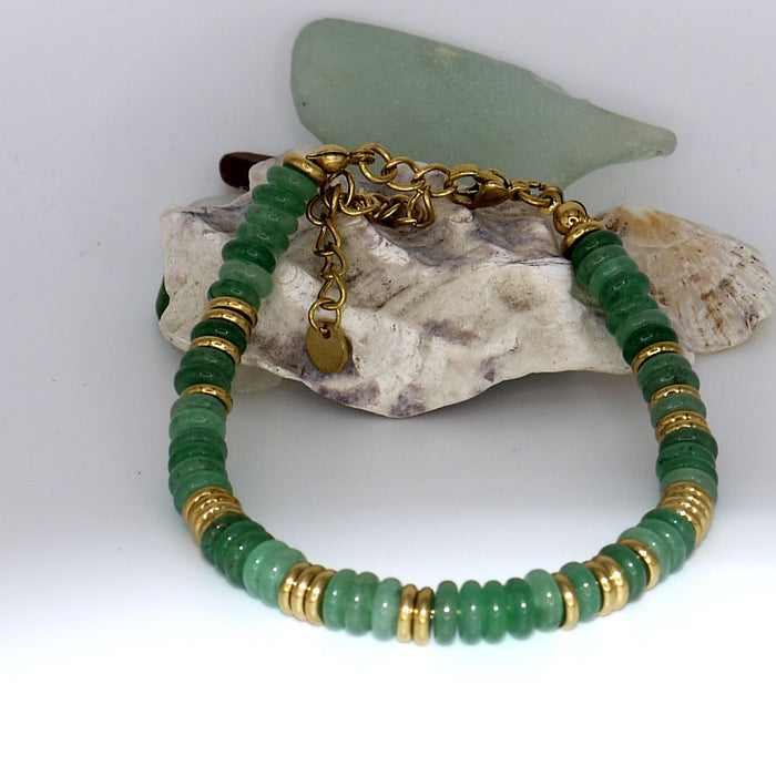 Stone & Gold Beaded Bracelet – flat lay